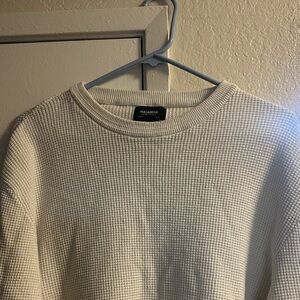 Pull&Bear Men's Off-White Crewneck Sweater